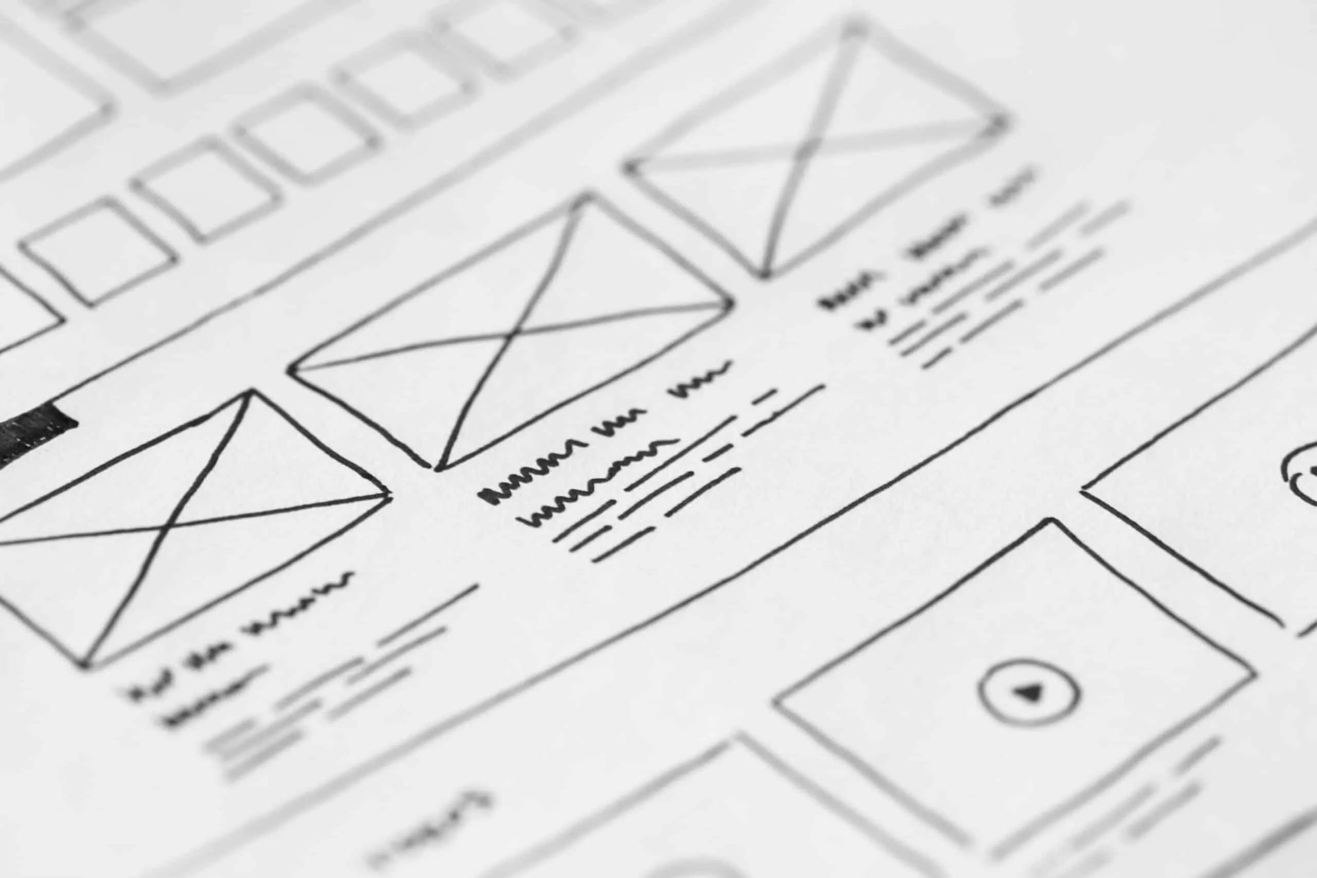Website design sketches on paper