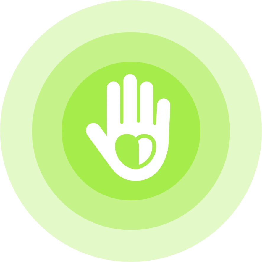 White Palm Symbol on Green Orb Icon
